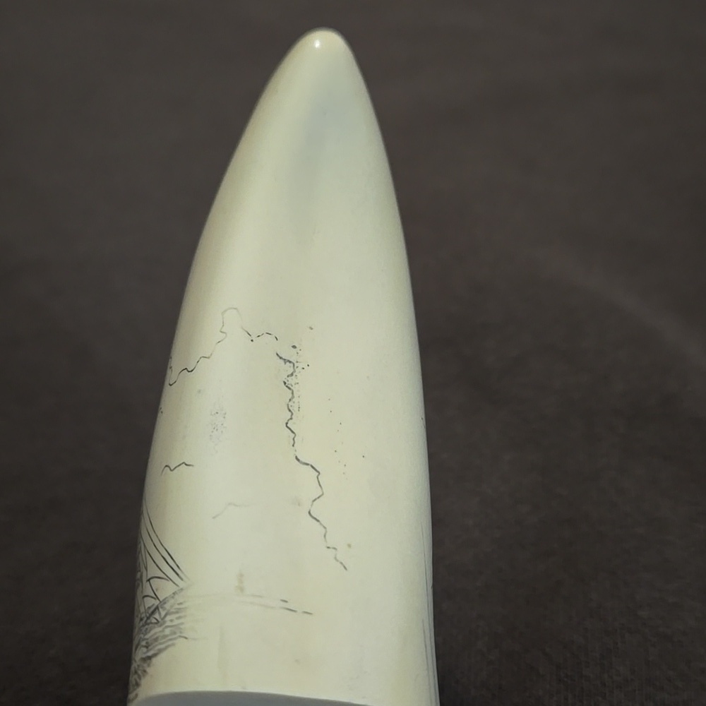 Faux Whale Tooth Scrimshaw Olde World Sailing Ship Replica - Picture 4 of 7